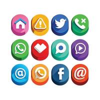 Social Media Icon Set Collection for websites and mobile applications. vector