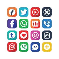 Social Media Icon Set Collection for websites and mobile applications. vector