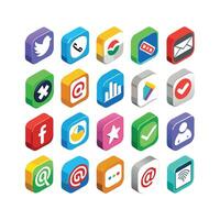 Social Media Icon Set Collection for websites and mobile applications. vector