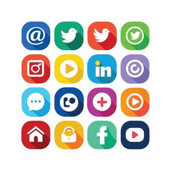 Social Media Icon Set Collection for websites and mobile applications. vector