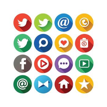 Social Media Icon Set Collection for websites and mobile applications. vector