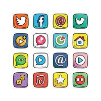 Social Media Icon Set Collection for websites and mobile applications. vector