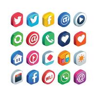 Social Media Icon Set Collection for websites and mobile applications. vector