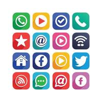 Social Media Icon Set Collection for websites and mobile applications. vector