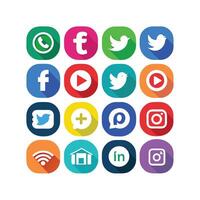 Social Media Icon Set Collection for websites and mobile applications. vector
