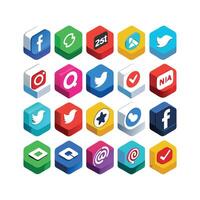 Social Media Icon Set Collection for websites and mobile applications. vector