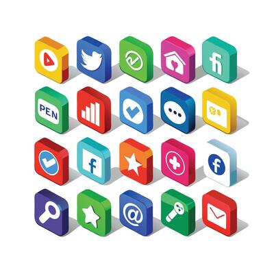 Social Media Icon Set Collection for websites and mobile applications.