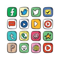 Social Media Icon Set Collection for websites and mobile applications. vector