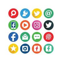 Social Media Icon Set Collection for websites and mobile applications. vector