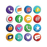 Social Media Icon Set Collection for websites and mobile applications. vector