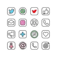 Social Media Icon Set Collection for websites and mobile applications. vector