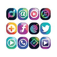 Social Media Icon Set Collection for websites and mobile applications. vector