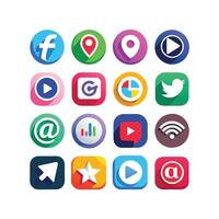 Social Media Icon Set Collection for websites and mobile applications. vector
