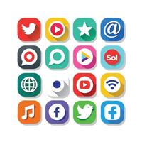 Social Media Icon Set Collection for websites and mobile applications. vector