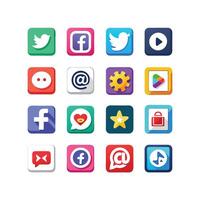 Social Media Icon Set Collection for websites and mobile applications. vector