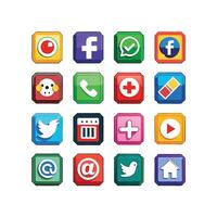 Social Media Icon Set Collection for websites and mobile applications. vector
