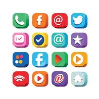 Social Media Icon Set Collection for websites and mobile applications. vector