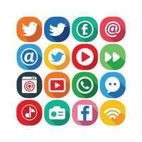 Social Media Icon Set Collection for websites and mobile applications. vector