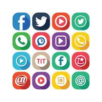 Social Media Icon Set Collection for websites and mobile applications. vector