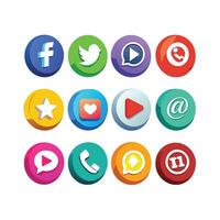 Social Media Icon Set Collection for websites and mobile applications. vector