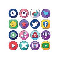 Social Media Icon Set Collection for websites and mobile applications. vector