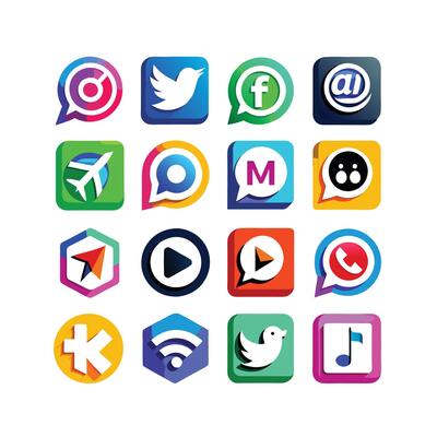 Social Media Icon Set Collection for websites and mobile applications.