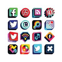Social Media Icon Set Collection for websites and mobile applications. vector