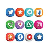 Social Media Icon Set Collection for websites and mobile applications. vector