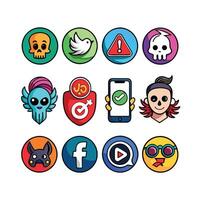 Social Media Icon Set Collection for websites and mobile applications. vector