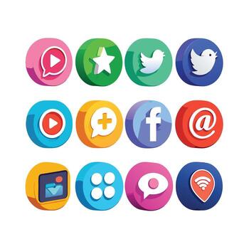 Social Media Icon Set Collection for websites and mobile applications. vector