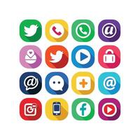 Social Media Icon Set Collection for websites and mobile applications. vector