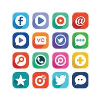 Social Media Icon Set Collection for websites and mobile applications. vector