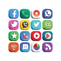 Social Media Icon Set Collection for websites and mobile applications. vector