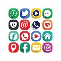 Social Media Icon Set Collection for websites and mobile applications. vector