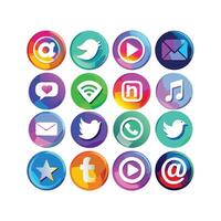 Social Media Icon Set Collection for websites and mobile applications. vector