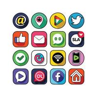 Social Media Icon Set Collection for websites and mobile applications. vector