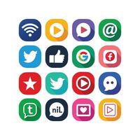 Social Media Icon Set Collection for websites and mobile applications. vector