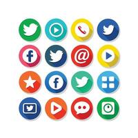 Social Media Icon Set Collection for websites and mobile applications. vector