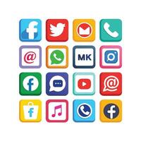 Social Media Icon Set Collection for websites and mobile applications. vector