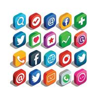 Social Media Icon Set Collection for websites and mobile applications. vector