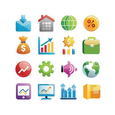 Business and Finance Icon Set Collection for Documents, Websites and Applications