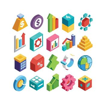 Business and Finance Icon Set Collection for Documents, Websites and Applications vector