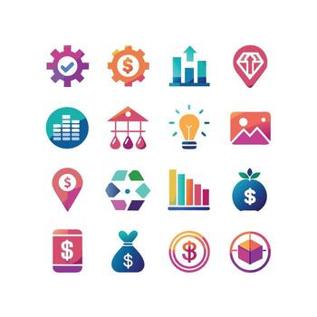 negocio y Finanzas icono conjunto colección para documentos, sitios web y aplicaciones vector