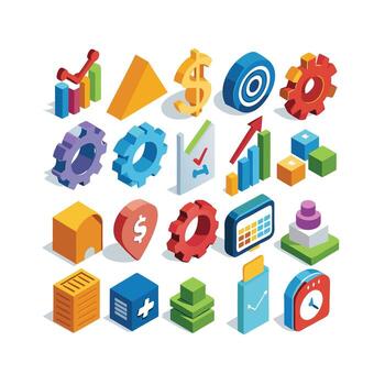 Business and Finance Icon Set Collection for Documents, Websites and Applications vector