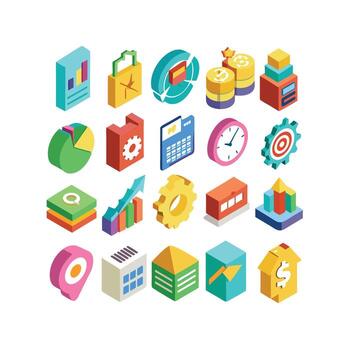 Business and Finance Icon Set Collection for Documents, Websites and Applications vector