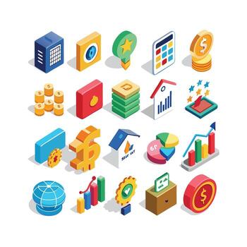 Business and Finance Icon Set Collection for Documents, Websites and Applications vector