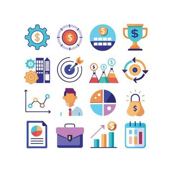 Business and Finance Icon Set Collection for Documents, Websites and Applications vector