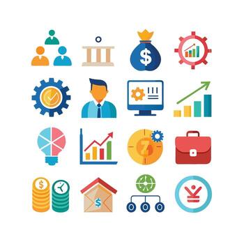 Business and Finance Icon Set Collection for Documents, Websites and Applications vector
