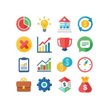 Business and Finance Icon Set Collection for Documents, Websites and Applications vector