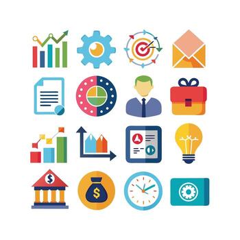 Business and Finance Icon Set Collection for Documents, Websites and Applications vector